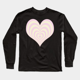 Sugar Pink and Cream Layered Heart Long Sleeve T-Shirt